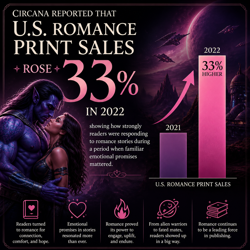 Circana reported that U.S. romance print sales rose 33% in 2022, showing how strongly readers were responding to romance