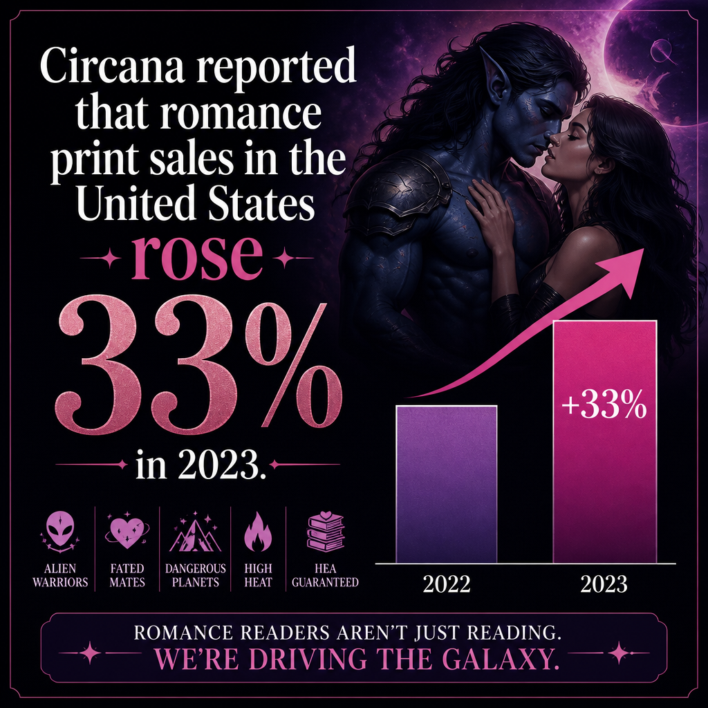 Circana reported that romance print sales in the United States rose 33% in 2023.